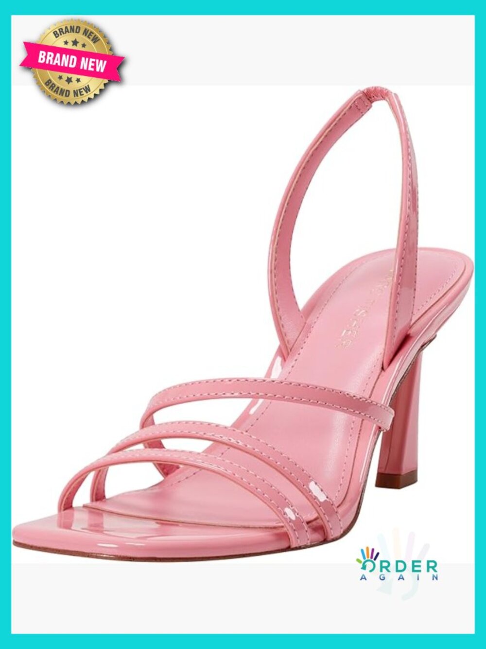 Strappy Stiletto Heeled Sandals Slingback Open Toe Dressy Chic Light Pink Patent
